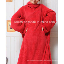 High Quality Solid Color Coral Fleece Snuggie for Adults